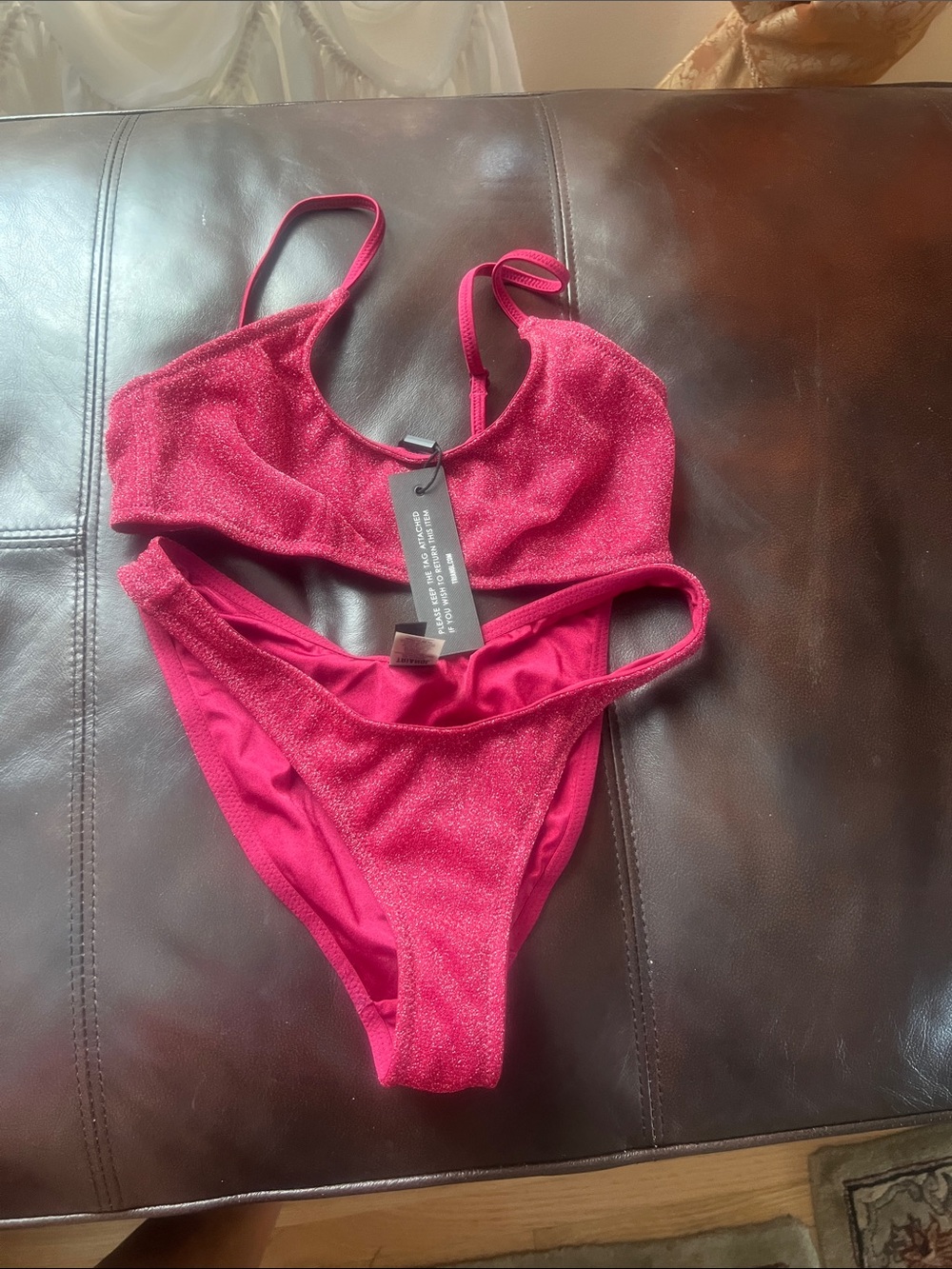 triangl swimwear Shimmery Hot Pink Bikini Set